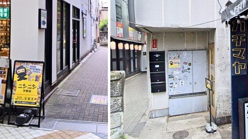 pokemonsenmonten_ninninnakanoten ポケモン専門店ニンニン中野店へと続く小路と出入口